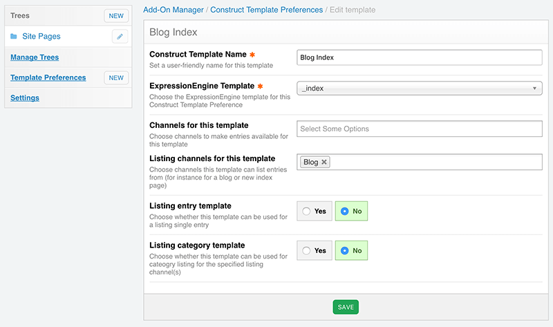 Construct Template Preference